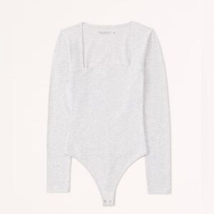 Abercrombie & Fitch Square Neck Bodysuit Light Grey Size XL